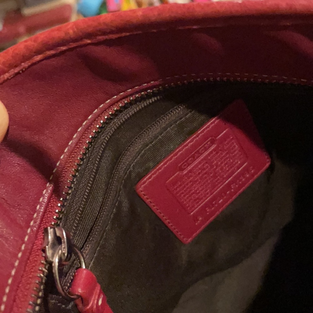 Coach Burgundy Bucket Shoulder Purse Pocketbook Bag Double Handle - Picture 13 of 15